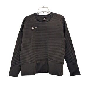 Nike Dri-FIT Womens Black Ribbed Pullover Sweatshirt Crew Neck Activewear Medium